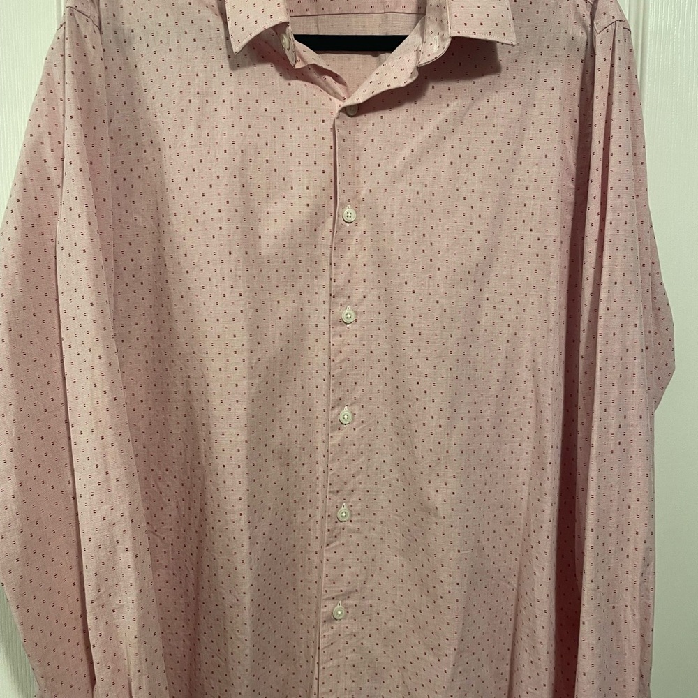 Express Men's Light Pink/Coral Casual Button Down Shirt